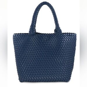 Chic Navy Woven Tote Bag